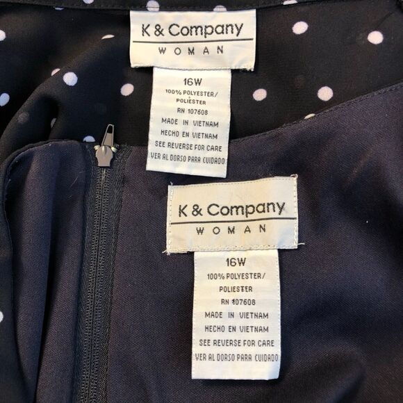 K & Company Career Chiffon Jacket Dress Lined Polka Dot Short Sleeves Boat Neck - Picture 4 of 12